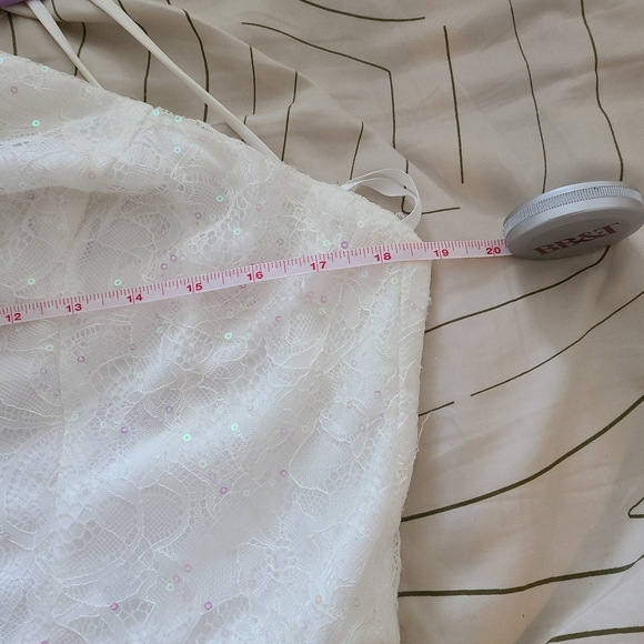 B Darlin white lacy cocktail dress with iridescent sequins - Picture 6 of 6